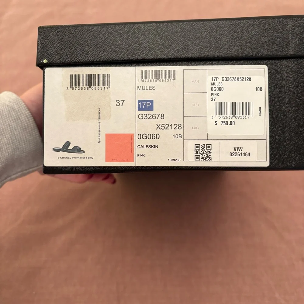 Pink Chanel mule slide sandals size 37 US 6.5 - Picture 3 of 11